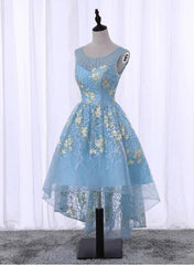 Light Blue High Low Floral Party Dresses, Lovely Formal Dresses, Cute Party Dress Light Blue High Low Floral Party Dresses, Lovely Formal Dresses, Cute Party Dress