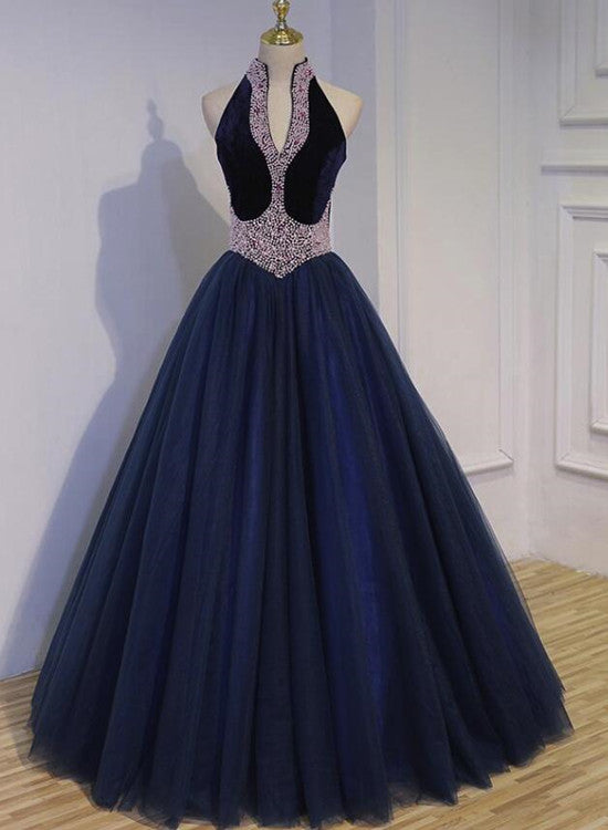 sweet 16 dresses navy blue Royal Blue Elegant Ball Gown Beaded Prom Dresses,Sweet 16 Dress US16W / As Picture