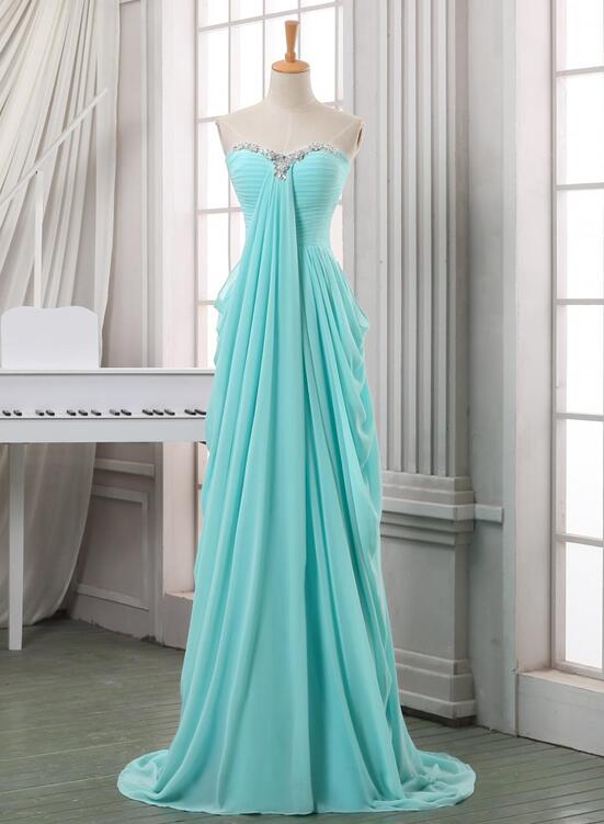 Mint Blue Chiffon Long Sweetheart Beaded A-line Prom Dress , Cute Juni Cutedressy Mint Blue Chiffon Long Sweetheart Beaded A-line Prom Dress , Cute Juni Cutedressy