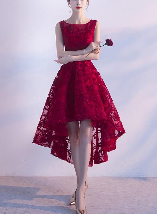 Red High Low Charming Formal Dress, Junior Party Dress, Cute – Cutedressy