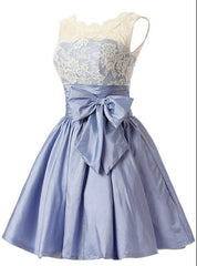 Lovely Light Blue Taffeta with Lace Applique Wedding Party Dress, Blue Bridesmaid Dress Lovely Light Blue Taffeta with Lace Applique Wedding Party Dress, Blue Bridesmaid Dress