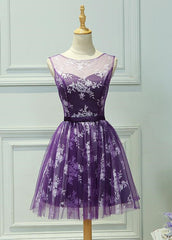 Beautiful Purple Cute Party Dress with Lace, Prom Dress Beautiful Purple Cute Party Dress with Lace, Prom Dress
