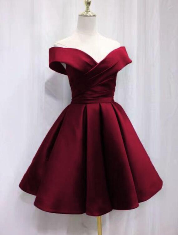 Beautiful Satin Off Shoulder Lace-up Knee Length Bridesmaid Dress , Sh Cutedressy Beautiful Satin Off Shoulder Lace-up Knee Length Bridesmaid Dress , Sh Cutedressy