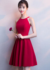 Cute Halter Red Mini Party Dress, Red Homecoming Dress Cute Halter Red Mini Party Dress, Red Homecoming Dress