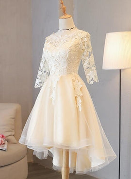 Champagne lace and tulle party dress
