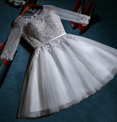 Lovely 1/2 Sleeves Knee Length Tulle Party Dress, Short Homecoming Dress Lovely 1/2 Sleeves Knee Length Tulle Party Dress, Short Homecoming Dress
