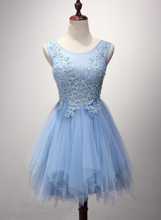 Cute Scoop Neck Tulle with Pearl Detailing Short/Mini Graduation Dress Cutedressy Cute Scoop Neck Tulle with Pearl Detailing Short/Mini Graduation Dress Cutedressy