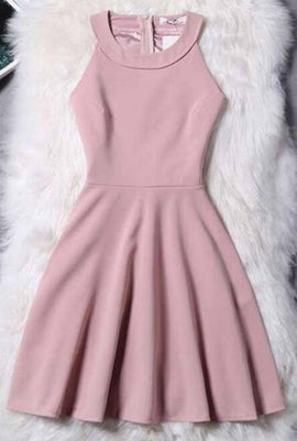 Chiffon Short A-line/Princess Evening Dresses, Pink Sleeveless Homecoming Dress