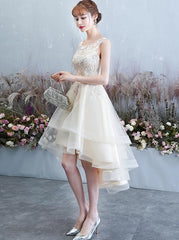 Lovely Round Neckline High Low Party Dress, Tulle Formal Dress Lovely Round Neckline High Low Party Dress, Tulle Formal Dress