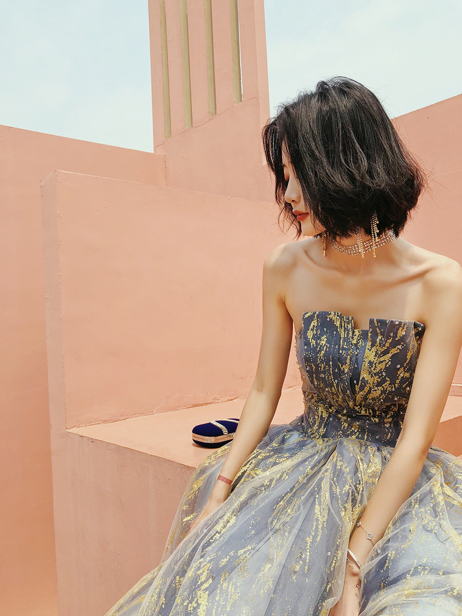 Beautiful Blue Gradient A-line Long Prom Dress Party Dress, Blue Evening Prarty Dresses Beautiful Blue Gradient A-line Long Prom Dress Party Dress, Blue Evening Prarty Dresses