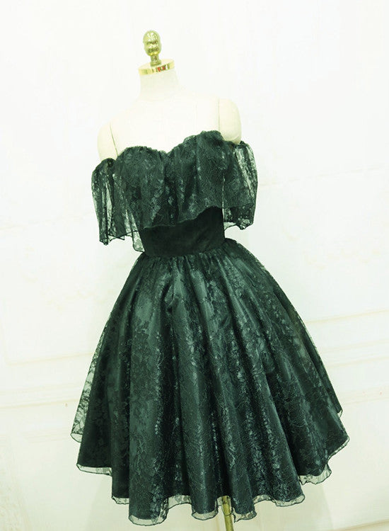 Beautiful Lace Green Off Shoulder Knee Length Party Dress, Bridesmaid Cutedressy Beautiful Lace Green Off Shoulder Knee Length Party Dress, Bridesmaid Cutedressy