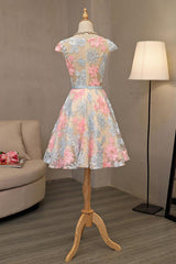 Lovely Lace Flowers Knee Length Simple Pretty Party Dress, Cute Homecoming Dress Lovely Lace Flowers Knee Length Simple Pretty Party Dress, Cute Homecoming Dress