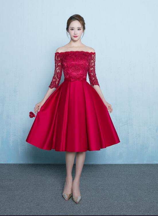 short red lace bridesmaid dresses Short Sleeveless All Over Lace Bridesmaid Dress