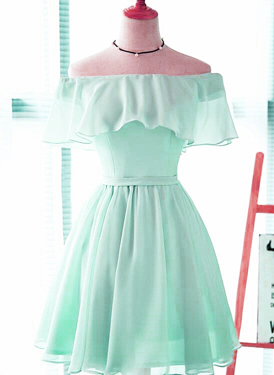 Beautiful Chiffon Mint Green Bridesmaid Dress, Short Party Dress Beautiful Chiffon Mint Green Bridesmaid Dress, Short Party Dress