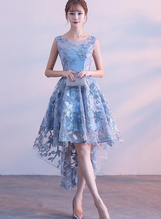 Cute Lace Blue Round Neckline New Style Party Dress, Lace Prom Dress Cutedressy Cute Lace Blue Round Neckline New Style Party Dress, Lace Prom Dress Cutedressy