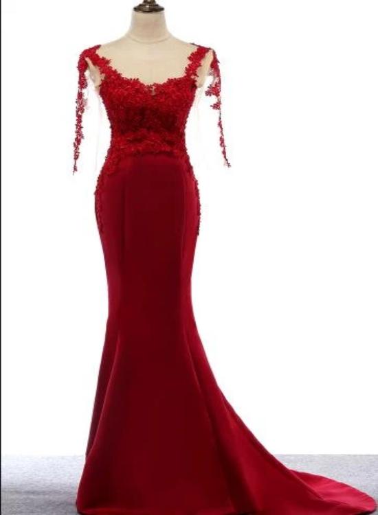 Beautiful Wine Red Mermaid Long Party Dress, Dark Red Lace Formal Dres – Cutedressy Beautiful Wine Red Mermaid Long Party Dress, Dark Red Lace Formal Dres – Cutedressy