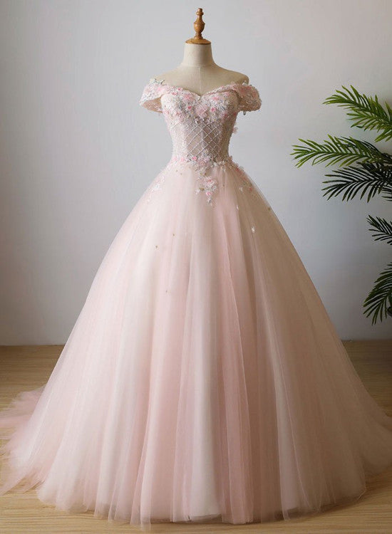 Lovely Light Pink Sweetheart Flowers Tulle Party Dress, Pink Prom Dres Cutedressy Lovely Light Pink Sweetheart Flowers Tulle Party Dress, Pink Prom Dres Cutedressy