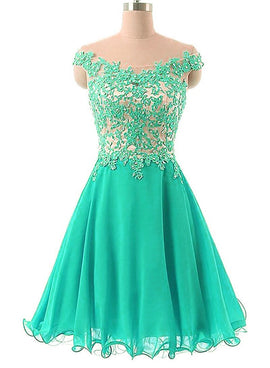Green Off Shoulder Short Prom Dresses, Lovely Party Dress, Homecoming Dress