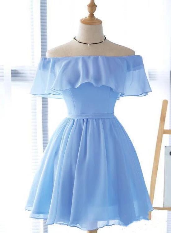 Beautiful Light Off Shoulder Knee Length Bridesmaid Dress, Party Dress Beautiful Light Off Shoulder Knee Length Bridesmaid Dress, Party Dress
