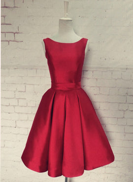 Red Homecoming Dress with Bow, Lovely Party Dresses, Formal Dresses
