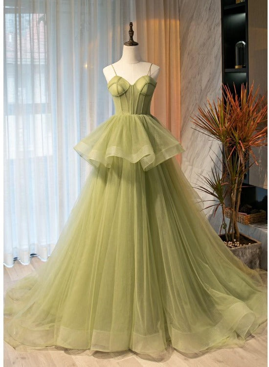 Beautiful Light Green Sweetheart Layers Princess Formal Gown, Green Tu Beautiful Light Green Sweetheart Layers Princess Formal Gown, Green Tu