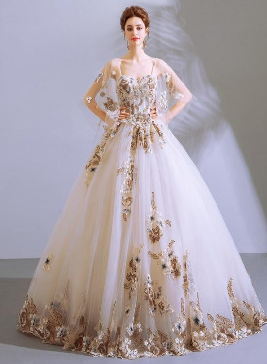Charming Ball Gown Tulle with Flower Lace Applique Sweet 16 Dress, Whi Charming Ball Gown Tulle with Flower Lace Applique Sweet 16 Dress, Whi