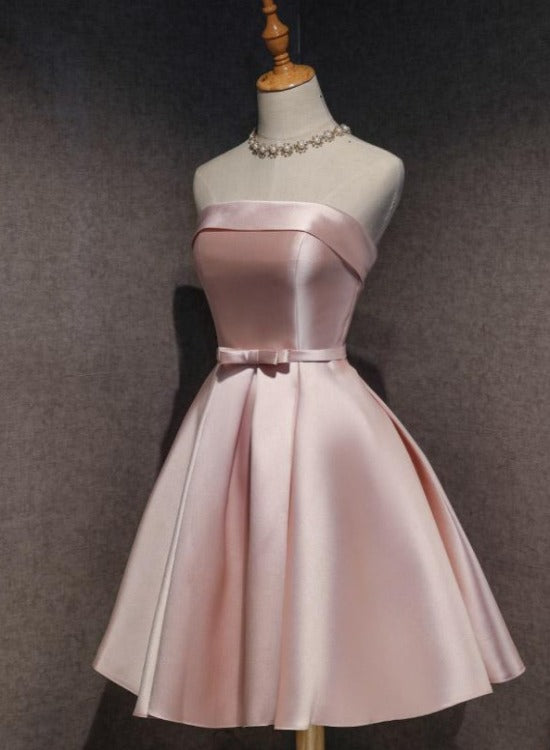 Cute Pink Satin Scoop Knee Length Short Prom Dress Homecoming Dress, P Cutedressy Cute Pink Satin Scoop Knee Length Short Prom Dress Homecoming Dress, P Cutedressy