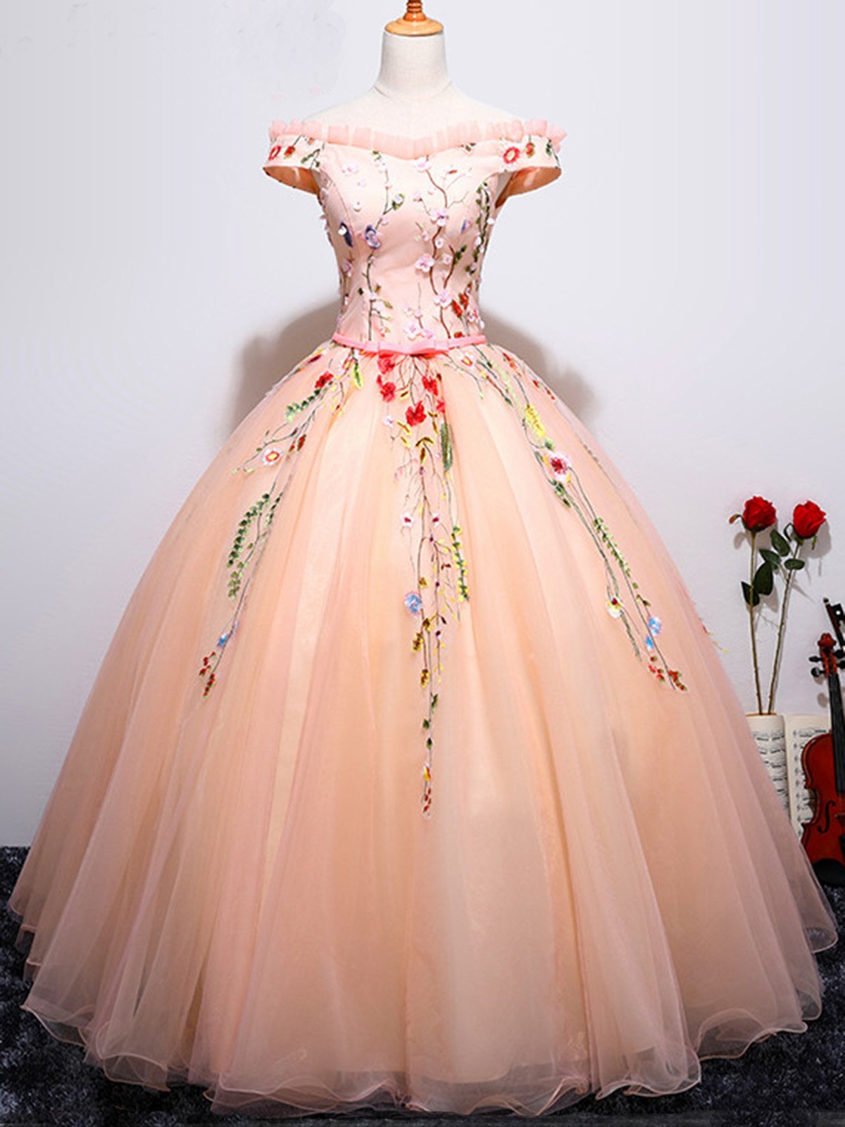 Gorgeous Light Pink Cap Sleeves Embroidery Long Formal Gown, Beautiful Cutedressy Gorgeous Light Pink Cap Sleeves Embroidery Long Formal Gown, Beautiful Cutedressy
