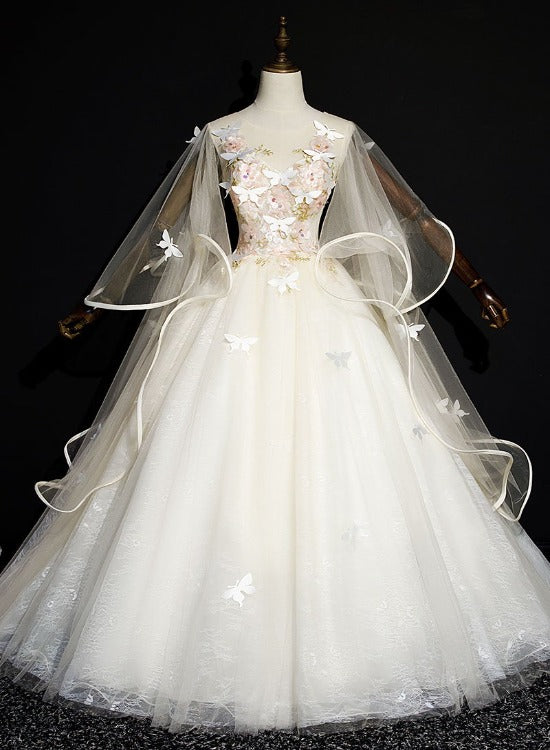 Ivory Tulle Ball Gown Sweet 16 Dresses with Lace, Glam Long Evening Go – Cutedressy Ivory Tulle Ball Gown Sweet 16 Dresses with Lace, Glam Long Evening Go – Cutedressy