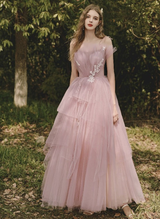 Beautiful Pink Tulle Long Formal Gown Sweet 16 Dress, Pink Lovely Part – Cutedressy Beautiful Pink Tulle Long Formal Gown Sweet 16 Dress, Pink Lovely Part – Cutedressy