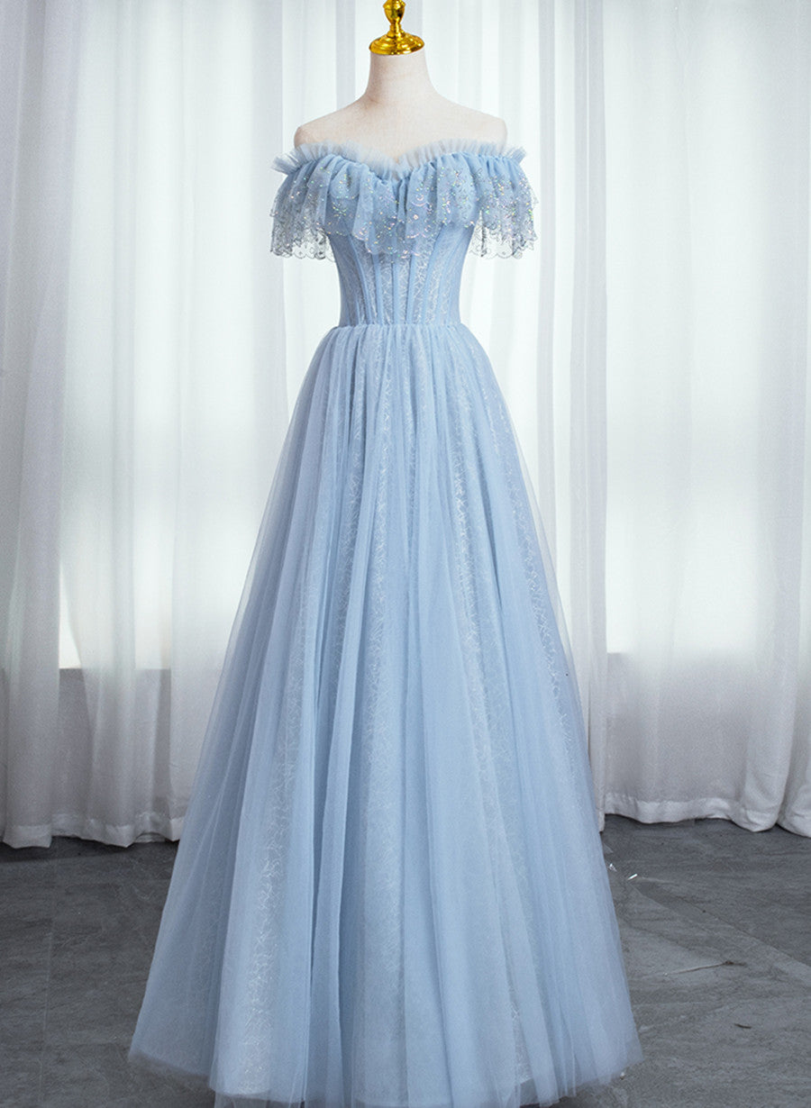 Blue Lace Sweetheart Beaded Off Shoulder Prom Dress, A-line Blue Eveni Cutedressy Blue Lace Sweetheart Beaded Off Shoulder Prom Dress, A-line Blue Eveni Cutedressy
