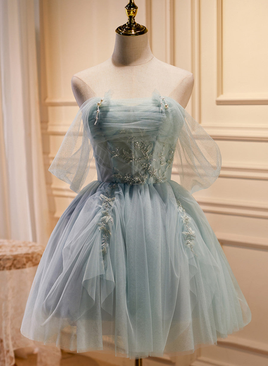light green homecoming dress Light Green Sweetheart Beaded Tulle Party Dress, Green Homecoming Dres – Cutedressy