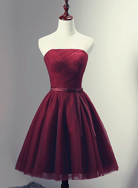 Beautiful Simple Wine Red Tulle Short Party Dress, Knee Length Prom Dr Cutedressy Beautiful Simple Wine Red Tulle Short Party Dress, Knee Length Prom Dr Cutedressy