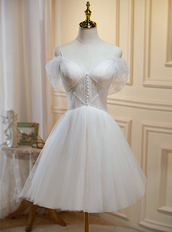 Lovely Off Shoulder Knee Length Prom Dress, Ivory Homecoming Dresses Cutedressy Lovely Off Shoulder Knee Length Prom Dress, Ivory Homecoming Dresses Cutedressy
