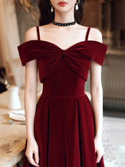 Wine Red Velvet Off Shoulder Long Evening Dress, Dark Red Party Dress Formal Dress Wine Red Velvet Off Shoulder Long Evening Dress, Dark Red Party Dress Formal Dress