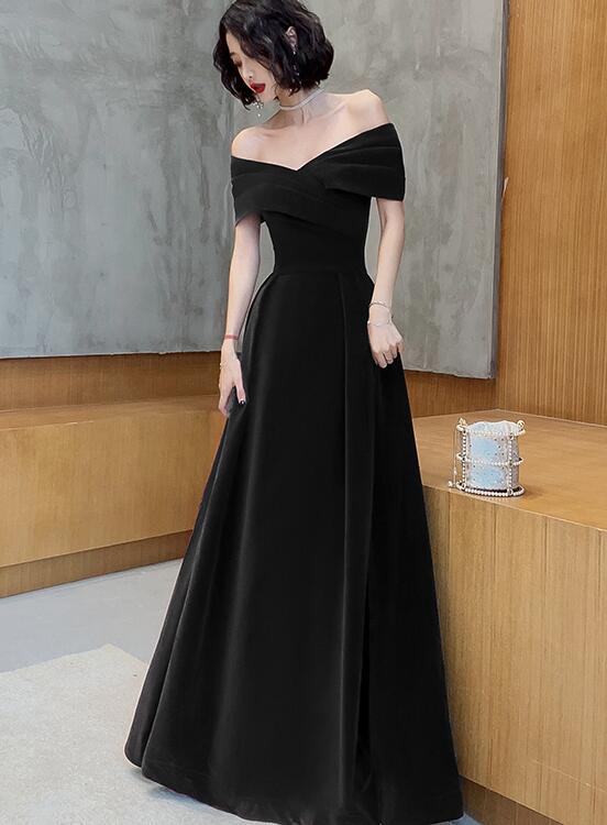 Off Shoulder Velvet Floor Length Sweetheart Evening Dress, A-line Long Off Shoulder Velvet Floor Length Sweetheart Evening Dress, A-line Long