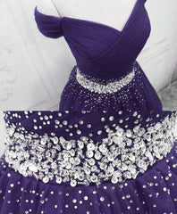 Purple Tulle Beaded Cute Off Shoulder Short Prom Dress, Purple Homecoming Dress Party Dress Purple Tulle Beaded Cute Off Shoulder Short Prom Dress, Purple Homecoming Dress Party Dress