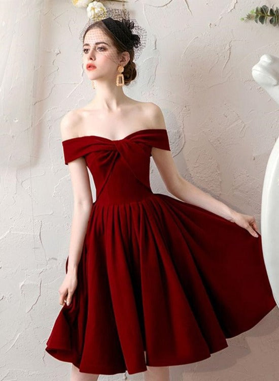 Lovely Sweetheart Wine Red Velvet Short Party Dress, Dark Red Velvet P Cutedressy Lovely Sweetheart Wine Red Velvet Short Party Dress, Dark Red Velvet P Cutedressy