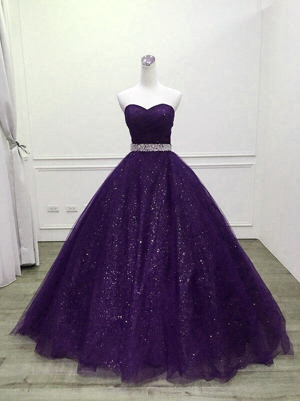 Purple Gorgeous Shiny Tulle Beaded Sweetheart Ball Gown Formal Dresses Cutedressy Purple Gorgeous Shiny Tulle Beaded Sweetheart Ball Gown Formal Dresses Cutedressy