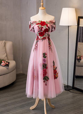 pink floral party dress