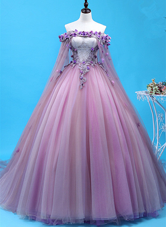 Floor Length Purple Sweet 16 Dresses Light Purple Tulle Long Sweet