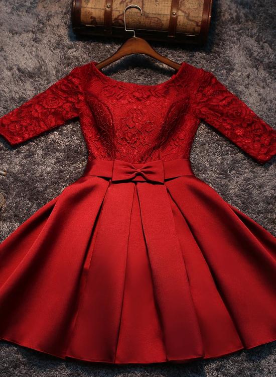 Cute Red Satin Short Prom Dress, Red Sweet 16 Party Dress Cutedressy Cute Red Satin Short Prom Dress, Red Sweet 16 Party Dress Cutedressy