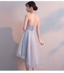 Grey Halter High Low Stylish Party Dress , High Low Formal Dresses Grey Halter High Low Stylish Party Dress , High Low Formal Dresses