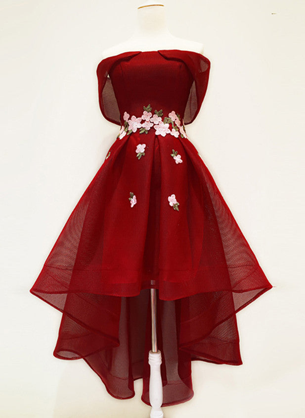 Wine Red High Low Off Shoulder Homecoming Dress, Dark Red Prom Dress – Cutedressy Wine Red High Low Off Shoulder Homecoming Dress, Dark Red Prom Dress – Cutedressy