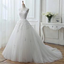 White Tulle Lace Wedding Gowns, Pretty Sweet 16 Dresses, White Prom Dresses