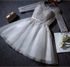 Lovely 1/2 Sleeves Knee Length Tulle Party Dress, Short Homecoming Dress Lovely 1/2 Sleeves Knee Length Tulle Party Dress, Short Homecoming Dress