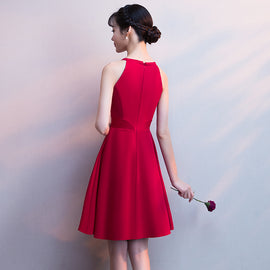 Cute Halter Red Mini Party Dress, Red Homecoming Dress