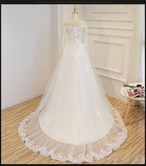 Beautiful Lace Sweep Train Wedding Dress, Simple Wedding Gowns, White Prom Dress Beautiful Lace Sweep Train Wedding Dress, Simple Wedding Gowns, White Prom Dress