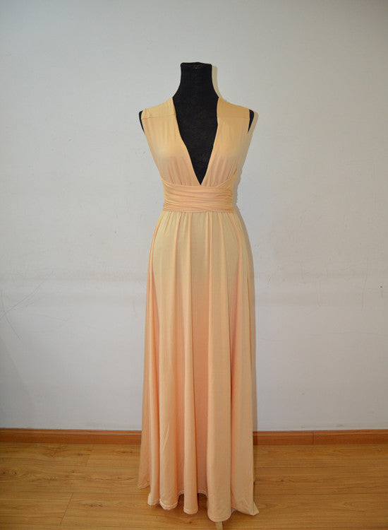 Long Spandex Light Champagne Multi Way Bridesmaid Dress, Convertible D Cutedressy Long Spandex Light Champagne Multi Way Bridesmaid Dress, Convertible D Cutedressy