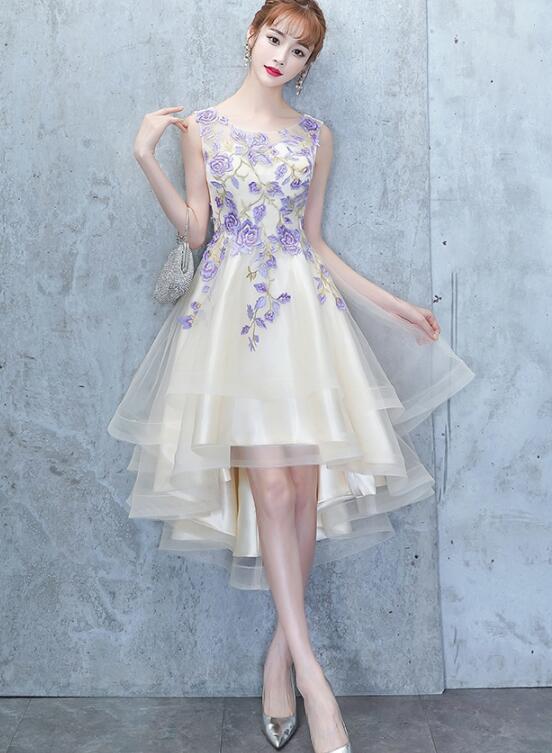 Lovely High Low Champagne Party Dress, Cute Short Homecoming Dress Pro Cutedressy Lovely High Low Champagne Party Dress, Cute Short Homecoming Dress Pro Cutedressy